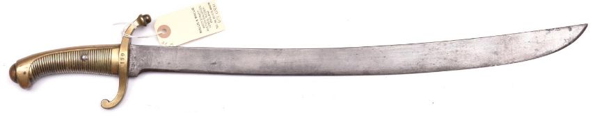 A continental, probably German, sidearm, plain SE blade 19”, slightly swollen towards hatchet point,