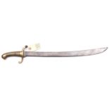 A continental, probably German, sidearm, plain SE blade 19”, slightly swollen towards hatchet point,