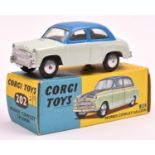 Corgi Toys Morris Cowley Saloon (202). In pale blue with mid blue roof and upper sides, smooth