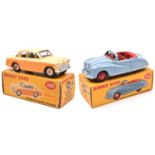 2 Dinky Toys. An Austin Atlantic Convertible (106) in light blue with red interior and wheels and