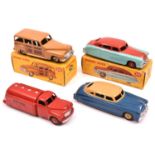 4 Dinky Toys American Vehicles. 2 Hudson Commodore Sedan (171). Loose example in dark blue and tan