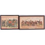 2 panoramic colour prints, after originals by Simkin “The Indian Native Army” showing types of