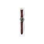 DH marked Helbros centre seconds wristwatch. Serial D27916H. Plated case, brushed finish, in