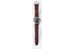 DH marked Helbros centre seconds wristwatch. Serial D27916H. Plated case, brushed finish, in