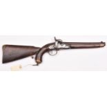 A mid 19th century Prussian 16 bore percussion pistol carbine, 25” overall including carbine