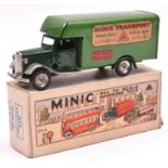 Tri-ang Minic tinplate clockwork normal control Luton Transport Van No.24M. An example in two tone