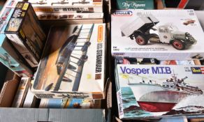 23x plastic kits by various makes including Airfix, Matchbox, Revell, ESCI, Emhar, etc. Vosper