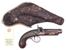 An American .41” Deringer percussion pocket pistol, 6½” overall, sighted flat topped round rifled
