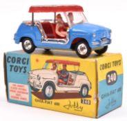 Corgi Toys Ghia Fiat 600 'Jolly' (240). An example in mid blue with red interior, silver red fringed