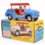 Corgi Toys Ghia Fiat 600 'Jolly' (240). An example in mid blue with red interior, silver red fringed