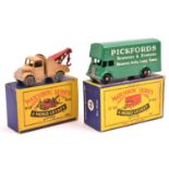 2 Matchbox Series. No.46 Pickfords Removal Van. An example in green with white roller shutter and