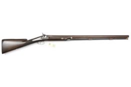 An SB 8 bore percussion wildfowling gun, 49½” overall, rebrowned flat topped twist barrel 33½”, re-