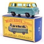 Matchbox Series No.70 Ford Thames Estate Car. In turquoise and yellow with green windows and black