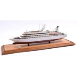 An unusual scale model of the luxury passenger Cruise Ship Sea Goddess II as featured in the 1997