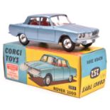 Corgi Toys Rover 2000 (252). In metallic light blue with red interior, dished spun wheels and