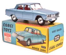 Corgi Toys Rover 2000 (252). In metallic light blue with red interior, dished spun wheels and