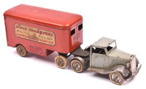 Tri-ang Minic tinplate clockwork articulated Pantechnicon. A scarce 1930's example with normal