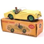 Dinky Toys Triumph TR2 Sports (105). A scarce example in lemon yellow with light green interior