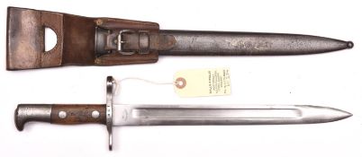 A Swiss M1889 bayonet for the Schmidt Rubin rifle, marked Neuhausen S.I.G. at forte, no 190719 on