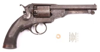 A 5 shot 80 Kerr’s patent side hammer SA percussion revolver, 10¼” overall, barrel 5½” with traces