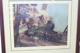 3x framed signed railway prints by Terence Cuneo. BR Coronation Class 4-6-2, Duchess of Hamilton,