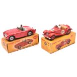 2 Dinky Toys Austin-Healey '100' Sports (103). Example in red with light grey interior and light