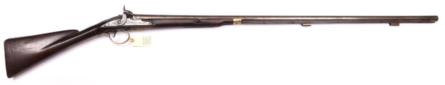 An SB 12 bore percussion fowling piece, originally c 1770, converted from flintlock, 55” overall,