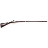 An SB 12 bore percussion fowling piece, originally c 1770, converted from flintlock, 55” overall,