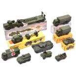 10 Dinky Military Vehicles. Antar Tank Transporter (660). 3-Ton Army Wagon (621), Foden 10-Ton