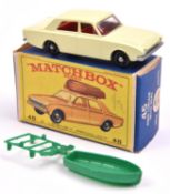 Matchbox Series No.45 Ford Corsair - with boat. Car in yellowy cream with red interior, black