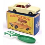 Matchbox Series No.45 Ford Corsair - with boat. Car in yellowy cream with red interior, black