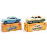 2 Dinky Toys. A Ford Zephyr Saloon (162) in cream and dark green with cream wheels. Plus a Sunbeam