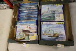 12x Hornby Minic Ships 1:1200 sets and ships. Including 5x sets; Ocean Terminal Set, Naval Harbour