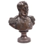 A composition head and shoulders bust of Napoleon, well modelled, bare headed in full dress with
