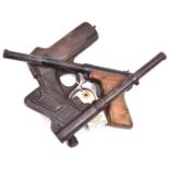 A 1920’s-1930’s .177” German Diana tinplate air pistol, with tip up barrel and air chamber in the