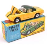 Corgi Toys Lotus Elan Coupe (319). An example in yellow with dark green roof and flash, white