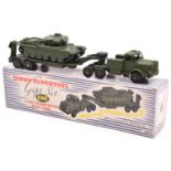 Dinky Supertoys Tank Transporter With Tank Gift Set (698). Both in olive green. Boxed, with packing.