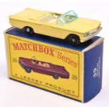 Matchbox Series No.39 Pontiac Convertible. In lemon yellow with cream interior, green glazing, black