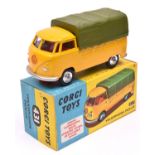 Corgi Toys Volkswagen Pick-Up. U.S.A. Export (431). The model is in bright yellow with red