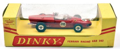 A rare Dinky Toys Ferrari Racing Car (242). In red, RN36. An example in an export window box,