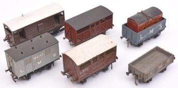 6x O Gauge finescale kit built LMS freight wagons. Well constructed and detailed wagons including; a