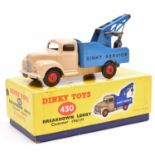 Dinky Toys Commer Breakdown Lorry (430). With cream cab, mid-blue body, 'Dinky Service' in black