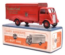 Dinky Supertoys Guy Van 'Slumberland (514). In bright red livery, with red wheels and black tyres,