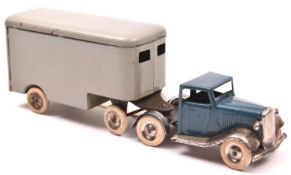 A rare Tri-ang Minic tinplate clockwork Articulated Pantechnicon No.30M. A 1930's example with mid