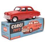Corgi Toys Mechanical Vauxhall Velox Saloon (203M). An example in red with smooth spun wheels and