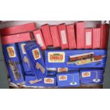 23x Hornby Dublo 3-rail railway items. Including a BR Class 4MT 2-6-4T locomotive, 80054, in lined