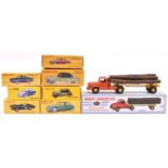 8 Atlas French Dinky Toys. Including a Supertoys Tracteur Willeme Avec Semi Remoque Fardier (36A). A