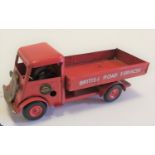Tri-ang Minic tinplate clockwork Open Lorry. A short nose example in bright red British Road Service