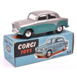 Corgi Toys Austin Cambridge Saloon (201). A very early two tone example in silver and