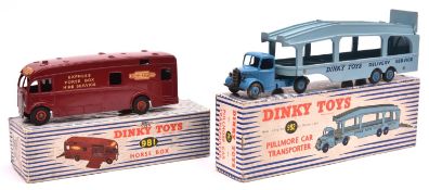 2 Dinky Toys. Bedford Pullmore Car Transporter (982). An example in light blue with mid blue cab and